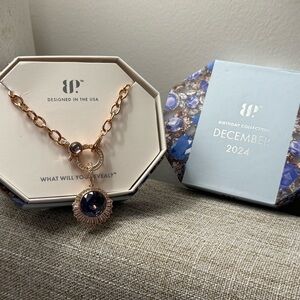BP Rose Gold Necklace with blue tanzanite
